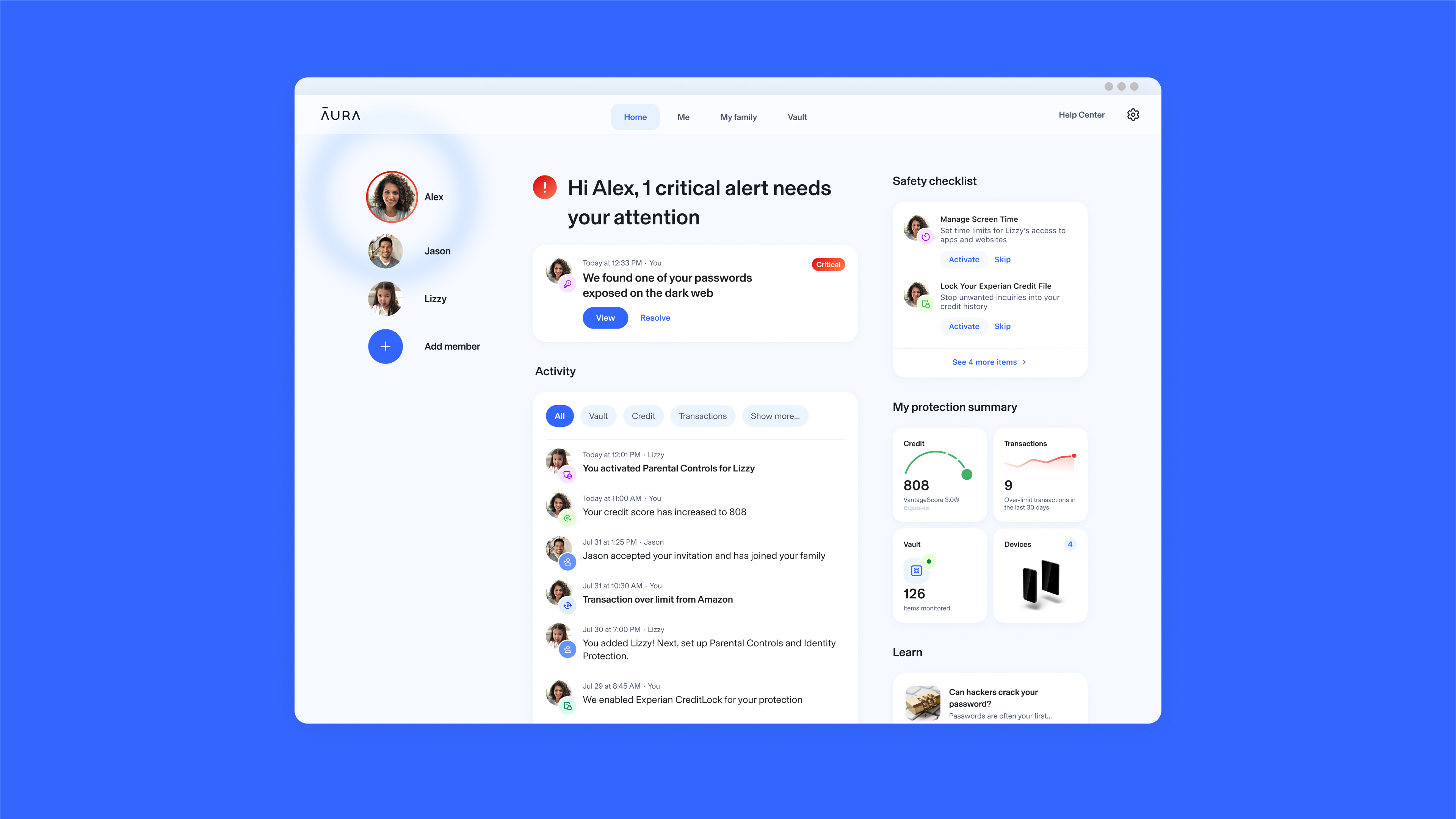 Aura dashboard